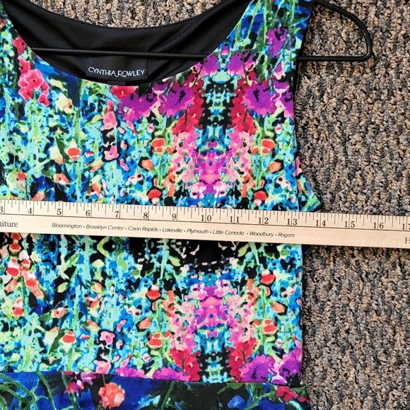 Cynthia Rowley Sleeveless Bright Floral Print Dress Comfy Stretch Size 4 - Picture 9 of 16